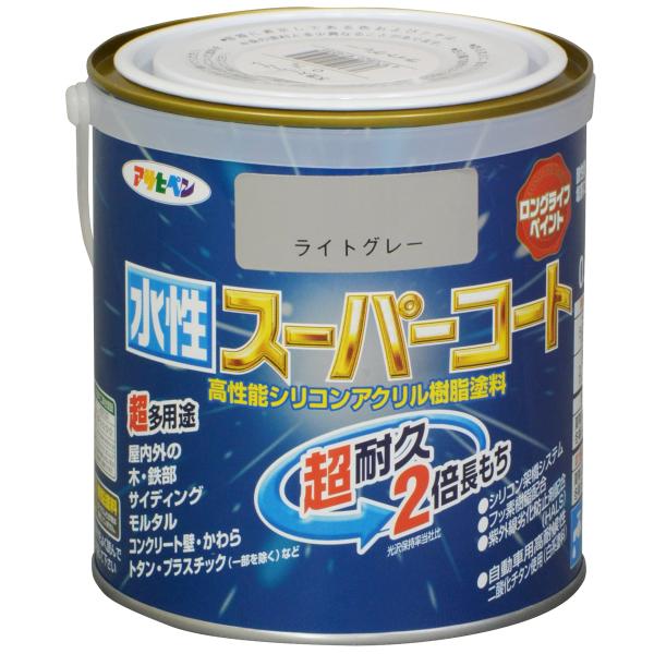 アサヒペン 塗料 ペンキ 水性スーパーコート 0.7L ライトグレー 水性 多用途 ツ