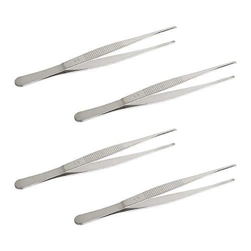 Aoje-Linkステンレス鋼ストレート鈍ピンセット、精密水平鋸歯状チップ付き、修理