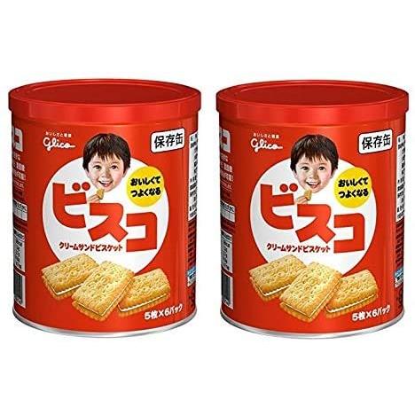 【まとめ買い】 江崎グリコ ビスコ 保存缶 30枚 × 2缶