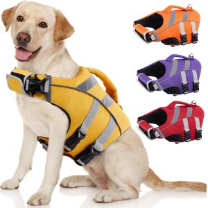 Kuoser犬用ライフジャケット 小型犬用 ライフセーバー 救命胴衣 高浮力素材 反射