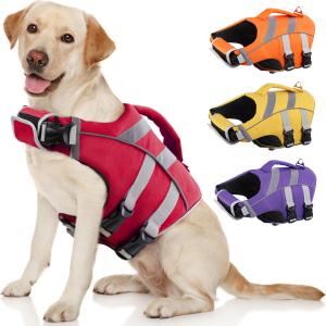 Kuoser犬用ライフジャケット 大型犬用 ライフセーバー 救命胴衣 高浮力素材 反射