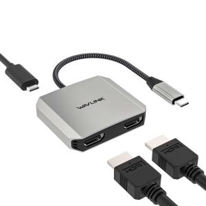 WAVLINK USB C HDMI 変換アダプタ Type C デュアルポートアダプタ2*HDMI アダプ
