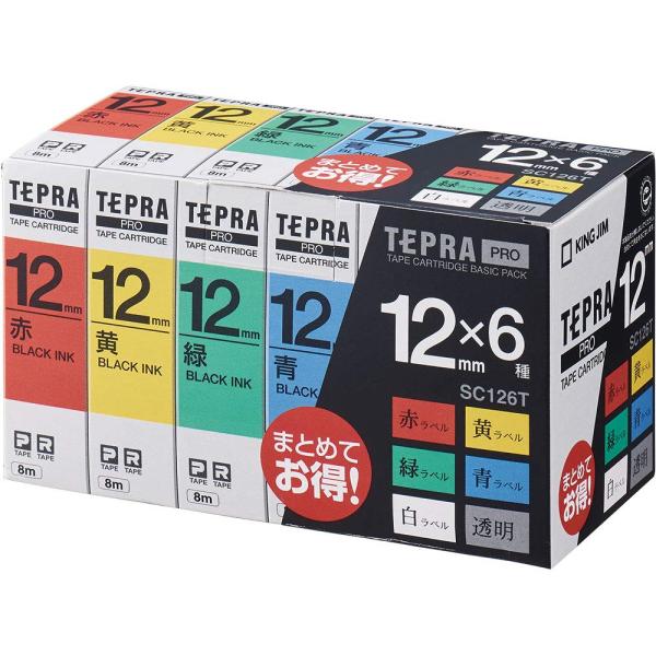 キングジム 【純正】 テプラPROテープカートリッジ ベーシックパック 12mm 6個入