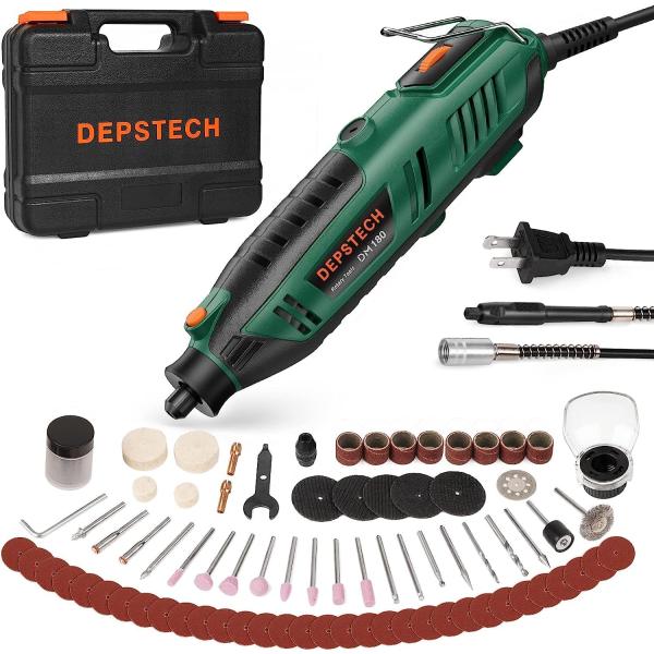 DEPSTECH ミニルーター 40000RPM高速回転 6段変速 128点アクセサリー 電動リュー