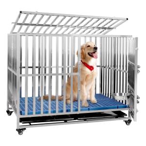 Xverycan 大型犬 ケージ ステンレス鋼製 折りたたみ式 耐荷重250kg ダブルドア/