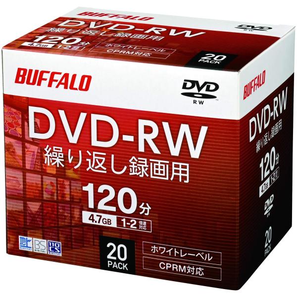 【Amazon.co.jp限定】 バッファロー DVD-RW くり返し録画用 4.7GB 20枚 ケ...