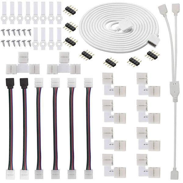 GTIWUNG LEDストリップライトコネクタ SMD5050 10mm幅 4ピンRGB LEDテー...
