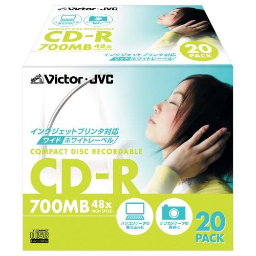 Vctor CD-R 48倍速 ワイドホワイトプリンタブル 20枚 [CD-R80PF20]