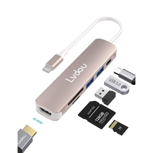 Lvdou 2024高機能版 USB C ハブ 6-in-1 Type-C アダプタ｜100W PD...