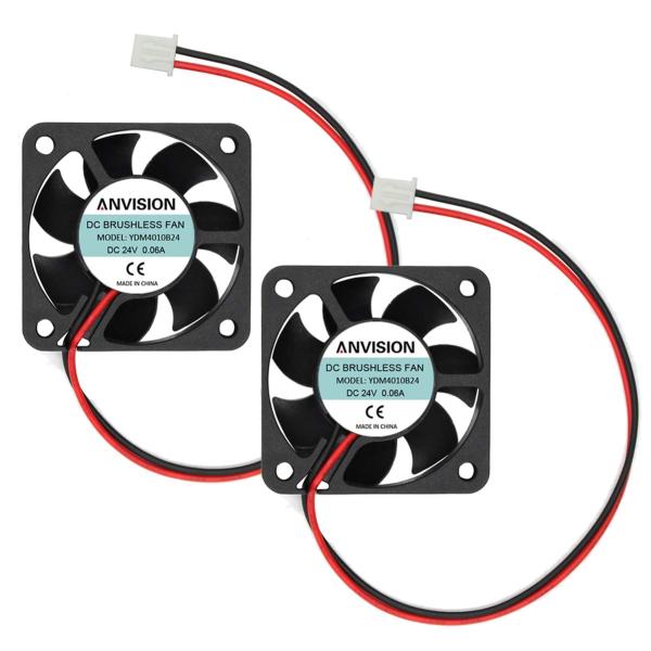 ANVISION 2パックDC 24V 40mm x 10mmブラシレス冷却ファン、デュアルボールベ...