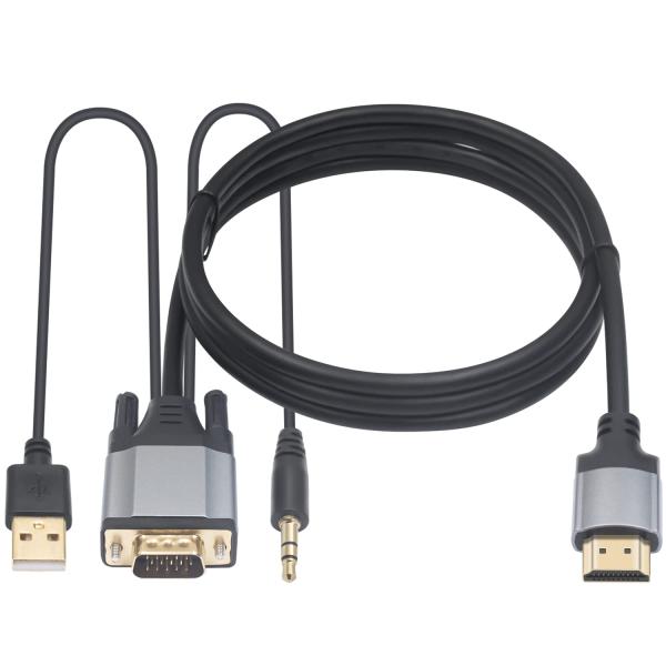 Duttek VGA HDMI 変換 アダプターケーブル、VGA to HDMI 変換 金メッキ 1...