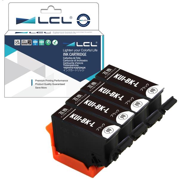 LCL エプソン用 クマノミ KUI-BK KUI-BK-L（4パック ブラック） 互換インクカー