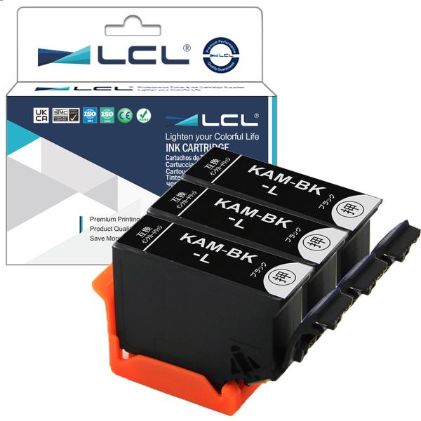 LCL 互換インクカートリッジ カメ KAM-BK-L ブラック (計3本) 増量タイプ エプソ