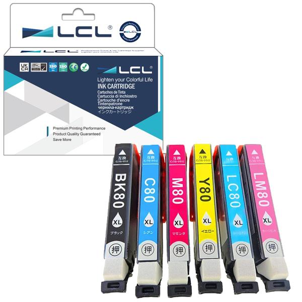LCL エプソン用 IC6CL80 IC6CL80L IC80L 80L 大容量 残量表示付き （6...