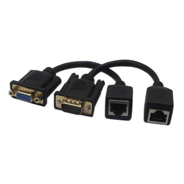 CERRXIAN RJ45 - VGAケーブル、VGA 15ピンポートメス＆オス対RJ45メスマルチ...