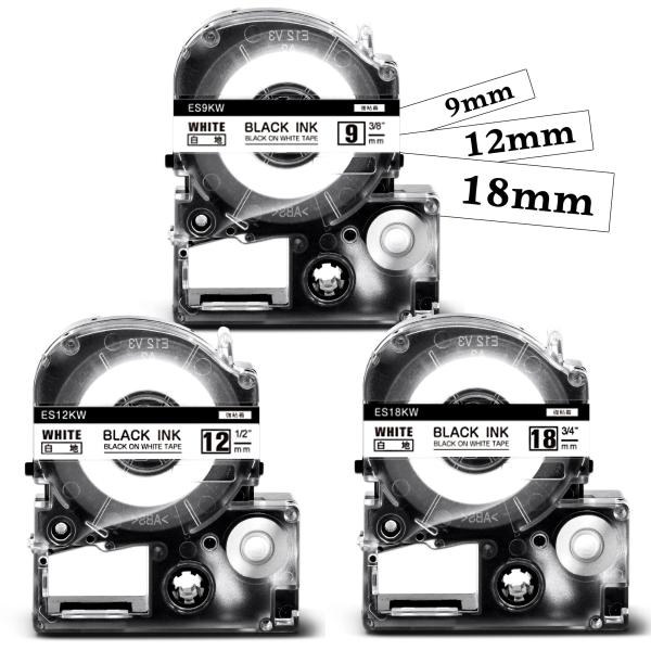 強粘着 9mm 12mm 18mm 白 互換 テプラ テープカートリッジ SS9KW SS12KW ...