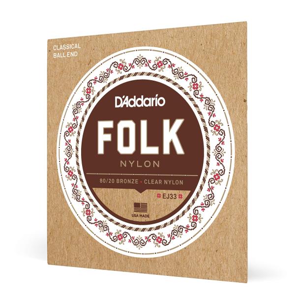 D'Addario ダダリオ ボールエンドナイロン弦 Folk Nylon EJ33 80/20 B...