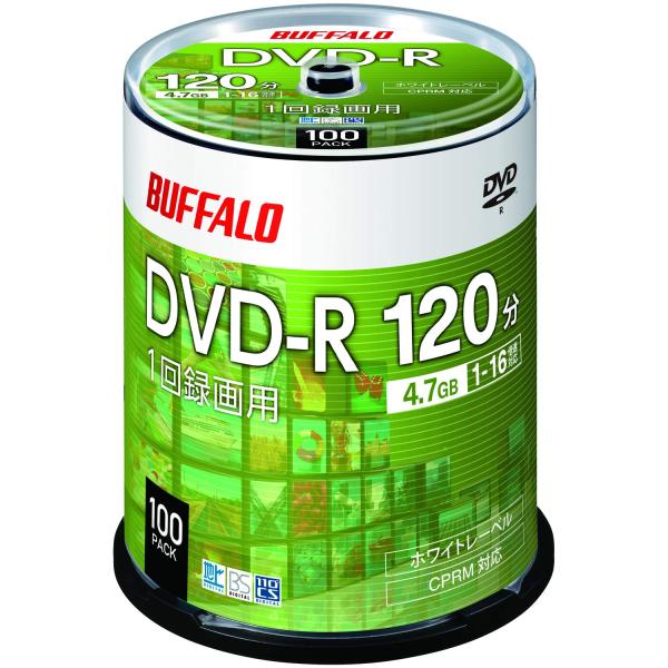 【Amazon.co.jp限定】 バッファロー DVD-R 1回録画用 4.7GB 100枚 スピン...