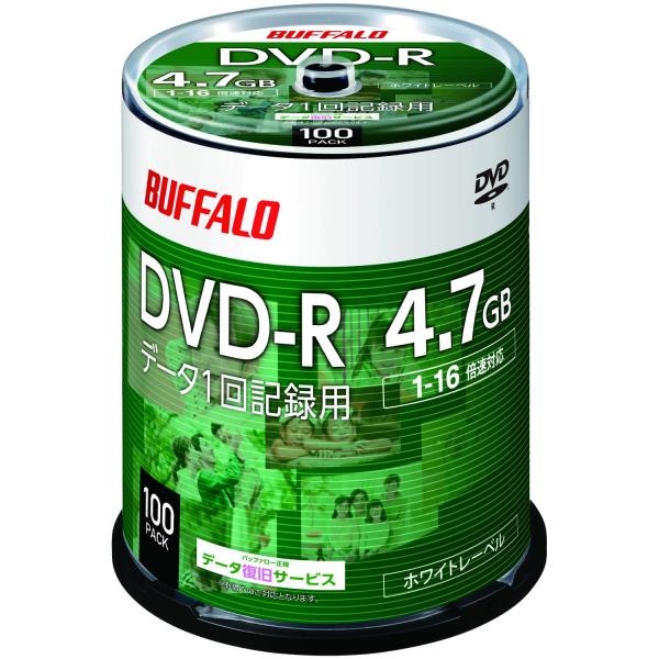 【Amazon.co.jp限定】 バッファロー データ用 DVD-R 1回記録用 4.7GB 100...
