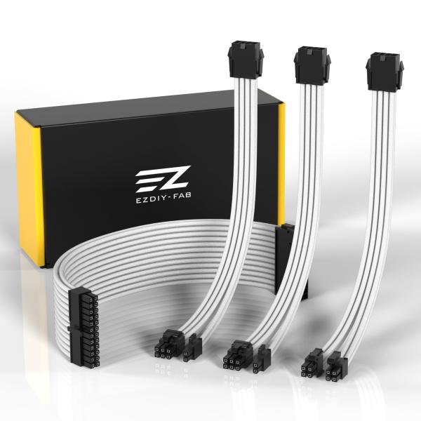 EZDIY-FAB PC用スリーブケーブル GPU/CPU用PC電源 電源専用 PSUケーブル カス...
