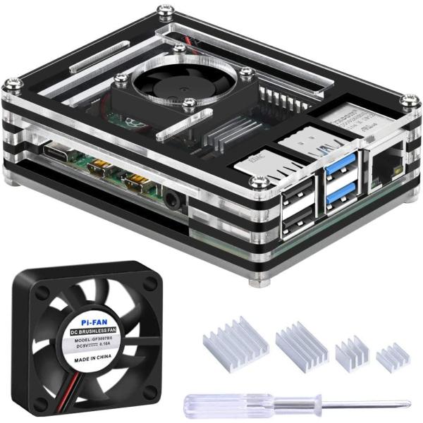 GeeekPi アクリルケースRaspberry Pi 4 ケース ラスベリー パイ 4 ケース+ ...