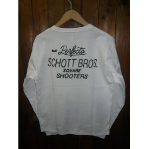 Ｓｃｈｏｔｔショット 3113081-001 CHAIN EMBROIDERY SCHOTT LOGO L/S T-SHIRT チェーン エンブロイダリー ロゴ刺繍 長袖 Tシャツ ロンT ロングTシャツ