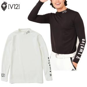 サイズ：XL V12 ヴィトゥエルヴ  ハイネック 長袖Tシャツ  ブラック系 [240101433273] ゴルフウェア メンズ ストスト サイズ：XL V12 ヴィトゥエルヴ ハイネック 長袖Tシャツ
