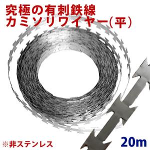 有刺鉄線 カミソリワイヤー 長さ 20m 鉄製 亜鉛メッキ 防犯対策 侵入防止柵