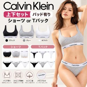 カルバンクライン ブラジャー 下着 セット QF8503 F3786 F3787 リブブラ アンダーウェア パッド有 取り外し可能 パンツ ショーツ Tバック CALVIN KLEIN