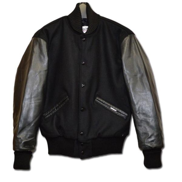 デロング オールブラック 無地 スタジャン DeLONG AWARD JACKET アワードジャケッ...