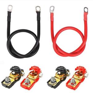 バッテリーケーブル PORAXY バッテリーターミナル 電池ケーブル バッテリー並列ケーブル バッテリーケーブルキット 30cm 4AWG/25mm