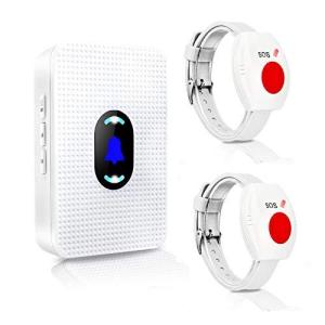 Daytech 介護呼び鈴 ワイヤレスチャイム 呼び出しベル介護用 介護用緊急連絡ベル 高齢者 患者 妊婦 障碍者向 1受信機と2腕時計式発信機