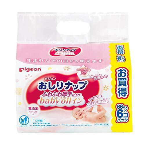 【おしりふき 詰替用】ピジョン Pigeon おしりナップ ふわふわ厚手仕上げ ベビーオイルイン 6...