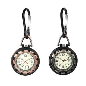 Lancardo ナースウォッチ 懐中時計 メンズ レディース アナログ 夜光 カラビナ 2セット