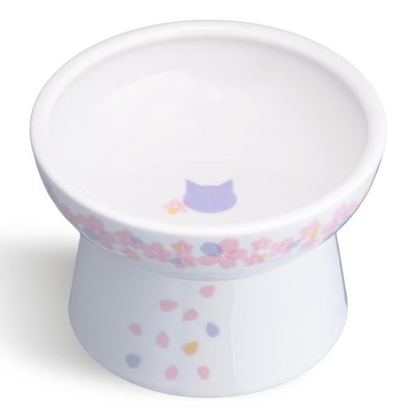 猫壱 猫用 食器 脚付フードボウル レギュラー 桜カラー sakura color