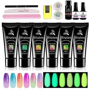 長さ出しジェルセット 温度変化ジェル 温変ジェルカラー 夜光ジェル 温変夜光2合1 グローネイルジェル 6カラーセット メパウダー UV/LED対応