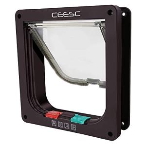 CEESC 4WAY ペットドア 小型 犬 猫 ペット出入り口 ドア 勝手口 扉 冷暖房対策 日本語取扱説明書付き