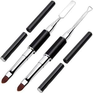 Kalolary ポリジェル筆 ネイルアートブラシ ツーインワンデザインポリジェル筆 ネイル用品道具 ステンレスジェルネイルツール キューティクルスラ
