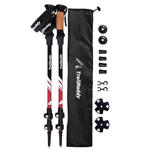 TrailBuddy トレッキングポール 2本セット 登山用ストック 伸縮可能なハイキングポール。軽量アルミ製  航空機品質の頑丈なアルミ合金で作られ