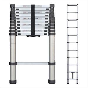 Power-on 伸縮はしご スーパーラダー 伸縮自在 コンパクト収納 自動ロック アルミ製 スライド式 日本語説明書付き