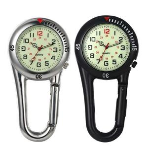 Lancardo ナースウォッチ 懐中時計 メンズ レディース アナログ 夜光 カラビナ 2セット