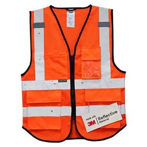 Salzmann 3M マルチポケット 反射ベスト オレンジメッシュ