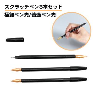 3本セット スクラッチペン 2種類のペン先 先端 両端 スクラッチアート 削り 予備 初心者 入門 ペン先 キャップ 極細 スクラッチ カード ペン アート 送料無料｜standard-net