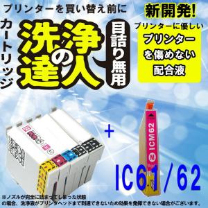 洗浄の達人とインク エプソン EPSON IC6162シリーズic61ic62 IC4CL6162 インクと洗浄液セット IC62M マゼンタ 洗浄液1本とインク1本の2本セット｜standardcolor