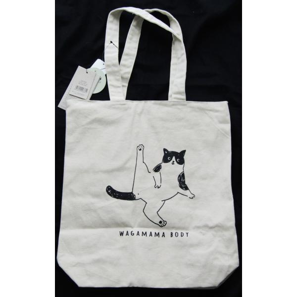 ねこ柄　トートバッグ　　E  オフ白　　　ネコ柄バッグ　　猫柄バッグ