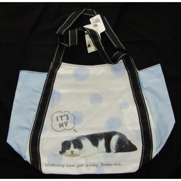 ねこ柄　バルーントートバッグ　　I　　　ネコ柄バッグ　　猫柄バッグ