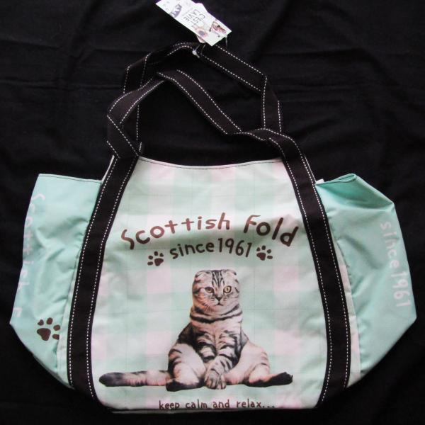 ねこ柄　バルーントートバッグ　　J　　　ネコ柄バッグ　　猫柄バッグ