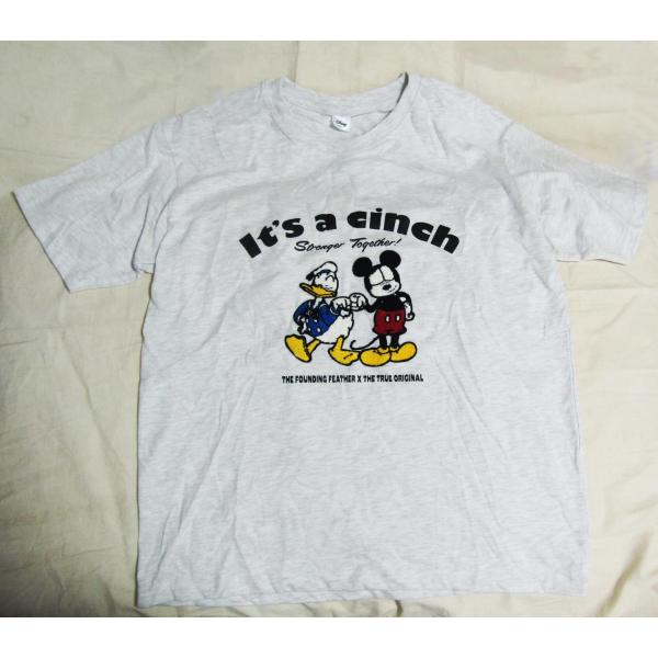 ディズニーミッキーマウス刺繍Tシャツ 　杢ライトグレー