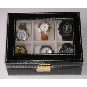 時計収納ケース６本用 　クロコ型押し黒　２