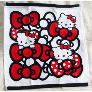 ハローキティ タオルハンカチ ギンガムチェック レッド : ハンカチーフ